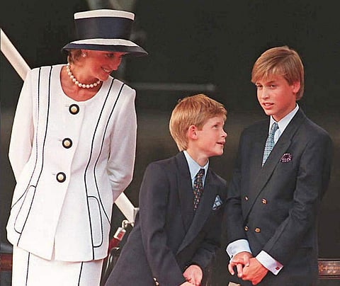 Princess Diana and children William and Harry. (Photo|AFP)