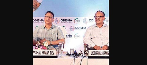 Tourism Secretary Vishal Dev and Minister Jyoti Prakash Panigrahi in Bhubaneswar on Saturday. (Photo | Irfana, EPS)