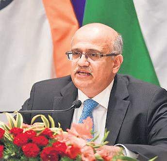 Foreign Secretary Vijay Gokhale addresses a press conference after Modo-Xi meeting on Saturday. (Photo | PTI)