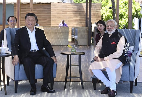Prime Minister Narendra Modi meets with Chinese President Xi Jinping in Mamallapuram (Photo | AP)