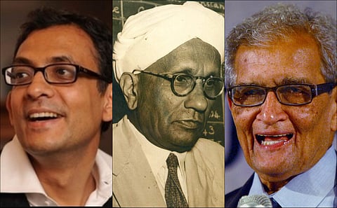 Abhijit Banerjee, C V Raman, Amartya Sen (Photo | MIT Website, EPS, PTI)