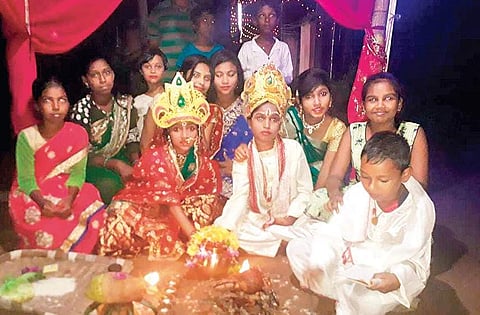 Mock marriage ceremony of kids being performed at a village in Niali | Express