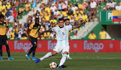 German Pezzella scores for Argentina against Ecuador (Photo | Twitter @Argentina)