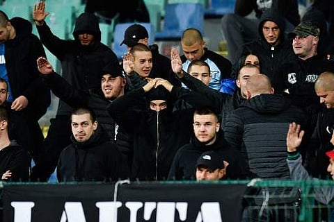 Bulgarian fans involved in the racist chanting were seen wearing dark hoodies (Photo | AFP)