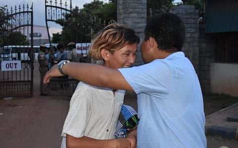Tibetans unite with kin outside Puzhal Central Prison after being bailed out on Tuesday | Special Arrangement
