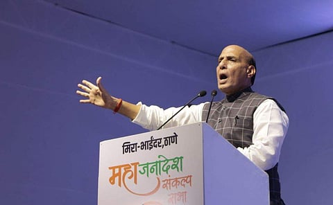 Defence Minister Rajnath Singh said Rafale jets are meant only for self-defence. (Photo | Twitter @rajnathsingh)