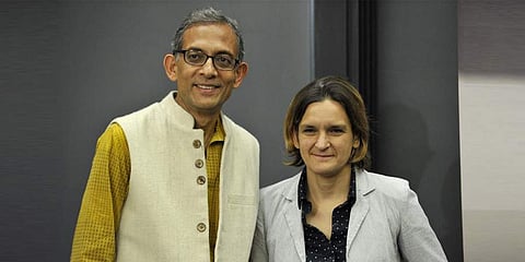 Nobel laureates Prof Abhijit Banerjee and Prof Esther Duflo. (Photo | AFP)