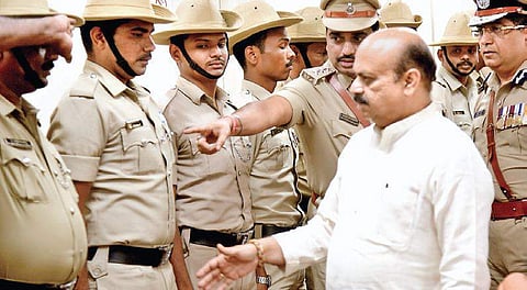 Home Minister Basavaraja Bommai after a review meeting on Tuesday | NAGARAJA GADEKAL