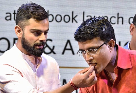 Indian cricket captain Virat Kohli L with former captain Sourav Ganguly. | (File | PTI)
