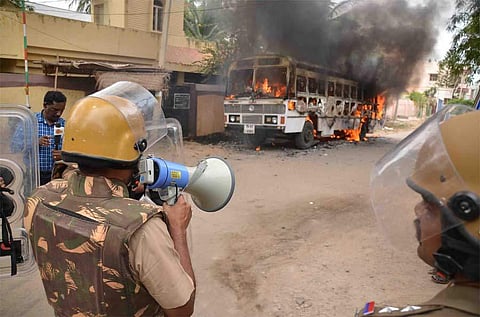 Thoothukudi: Police firing during a massive rally taken out demanding the closure of Sterlite Copper plant in the port town of Thoothukudi last year. [File photo | EPS]
