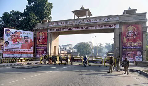 Police personnel stand guard in Ayodhya (File | PTI)