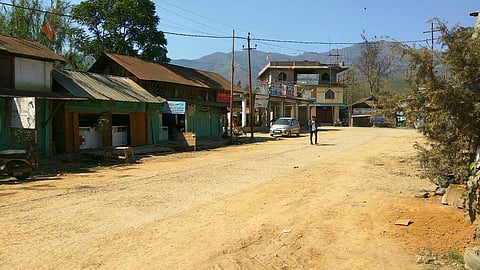 The empty main road of Andro town in Manipur. (Photo| Aishik Chanda/ EPS)