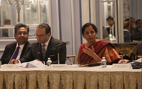 Union Finance Minister Nirmala Sitharaman in US (Photo | USISPF Twitter)‏