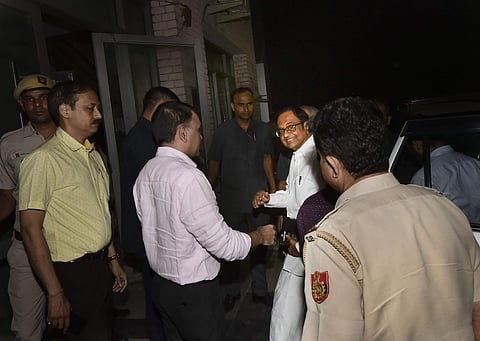 Former finance minister P Chidambaram at ED office in New Delhi Thursday Oct. 17 2019.