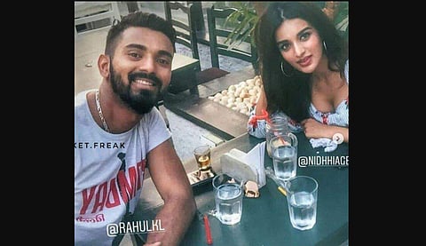 Cricketer KL Rahul with actress Nidhhi Agerwal. (Photo | rahul.kl.club)