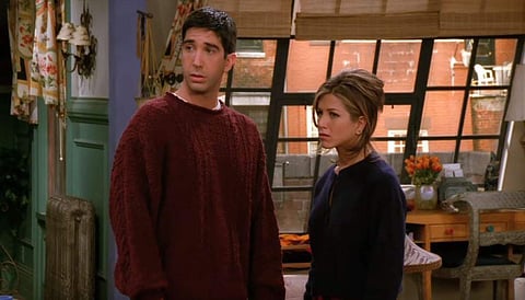 David Schwimmer and Jennifer Aniston on 'Friends'. (YouTube screengrab)
