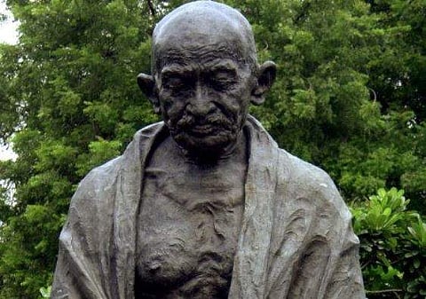 A statue of Mahatma Gandhi is shown in the Indian parliament (File photo | AFP)