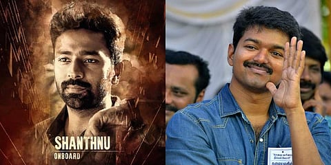 Kollywood actors Shanthnu Bhagyaraj and Vijay  (Photo | Facebook and EPS)