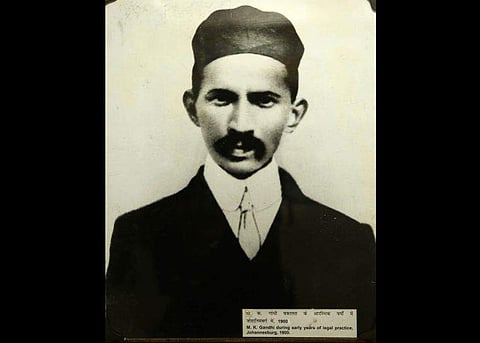 MK Gandhi during his early years of legal practice, Johannesburg, 1900.