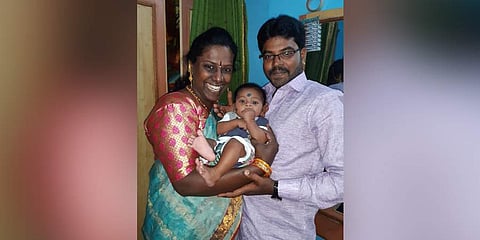 Activist Akkai Padmashali and her husband Vasudeva are all smiles after adopting a baby boy | Express