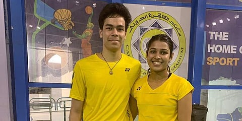 Badminton stars Kuhoo Garg and Dhruv Rawat (Photo | BAI Twitter)
