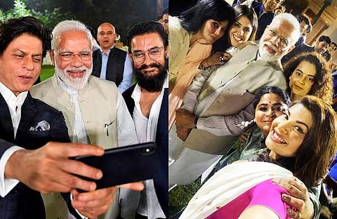 PM Narendra Modi interacted with members of the film industry on Saturday in Delhi, and several of Bollywood's top stars were present at the event. (Photo | PTI)