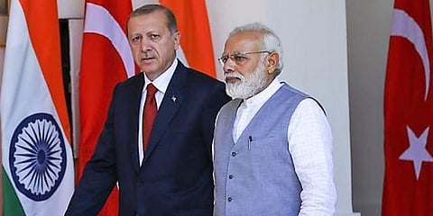 Prime Minister Narendra Modi and Turkish president Recep Tayyip Erdogan (Photo | AP)