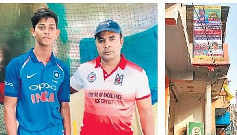 Yashasvi Jaiswal with his coach Jwala Singh. ( Photo | EPS )