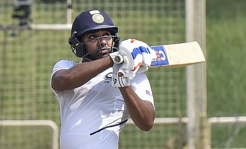 Rohit Sharma plays a shot during 2nd day of the 3rd cricket test match against South Africa at JSCA Stadium in Ranchi. (Photo | PTI)