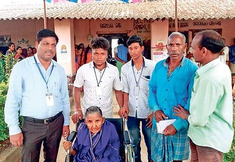 100-year-old Lochana Naik of Agalpur village under Barpali block cast her vote in polling booth 71