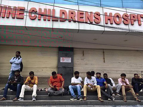 Shine Hospital in Hyderabad where a fire accident occured on the 4th floor killed an infant on Monday| Express