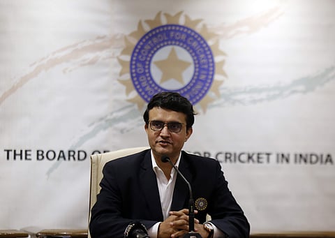 Newly-elected President of the Board of Control for Cricket in India (BCCI) Sourav Ganguly attends a press conference after taking charge in Mumbai. (Photo | AP)