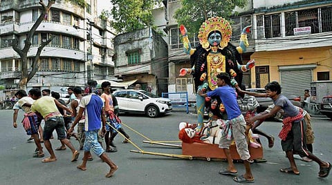 Rain is likely to dampen the spirit of Kali Puja. (Photo| AP)