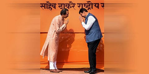 Shiv Sena chief Uddhav Thackeray with Maharashtra CM Devendra Fadnavis (File Photo | PTI)