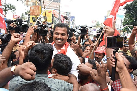 CPM candidate for Vatiyoorkavu Assembly seat and Thiruvananthapuram Mayor VK Prasanth. (Photo| B P Deepu, EPS)