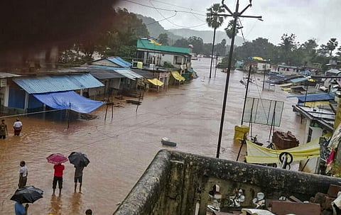 A view of a flooded locality after heavy monsoon rains at Bhamragad in Gadchiroli district of Maharashtra Monday September 9 2019. (File | PTI)