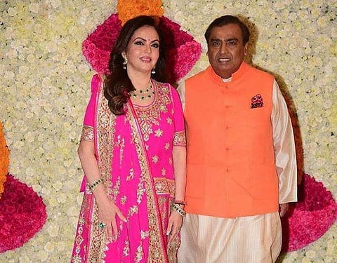 Mukesh and Nita Ambani at the Diwali bash. (Photo | Instagram)