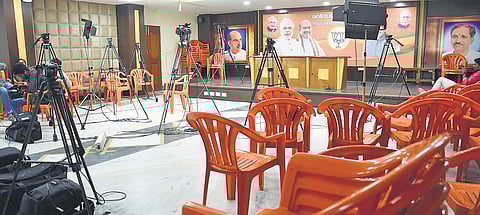 The Telangana BJP office wears a deserted look as none of the leaders turn up after their Huzurnagar candidate loses the bypolls on Thursday | R V K Rao