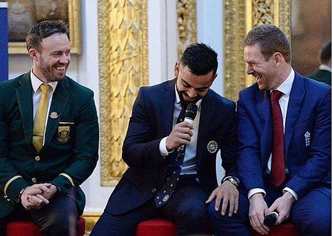 Virat Kohli on Saturday shared a throwback picture with former South Africa skipper AB de Villiers and England captain Eoin Morgan. (Instagram Photo)