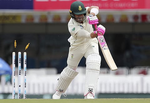 South Africa's captain Faf du Plessis is bowled out by India's Umesh Yadav. (Photo | AP)