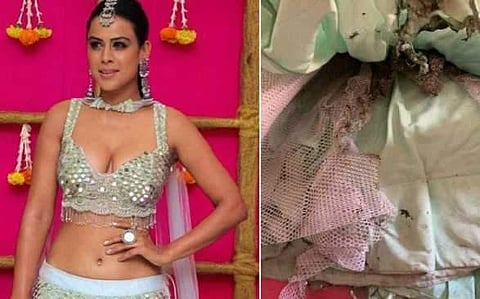 Actress Nia Sharma's glitzy silver lehenga caught fire at a Diwali party. (Photo | Instagram)