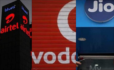 Telecom companies Bharti Airtel, Vodafone Idea and Reliance Jio.