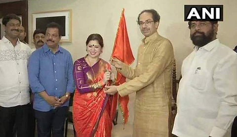 Marathi actress Deepali Sayed joined the Shiv Sena on 4 October 2019. (Photo | ANI Twitter)