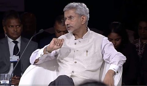 External Affairs Minister Dr S Jaishankar at the World Economic Forum (Photo | Twitter Screengrab)