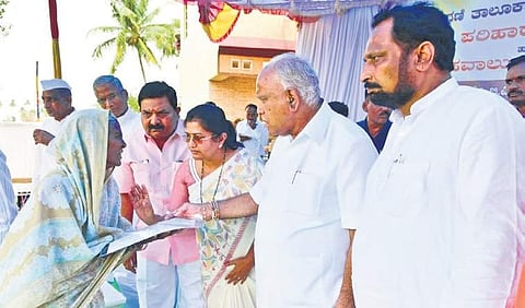 CM  BS Yeddiyurappa hears people’s grievances in Belagavi, on Friday
