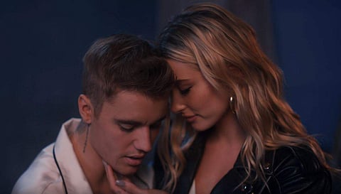 Hailey and Justin Bieber in 10,000 Hours.