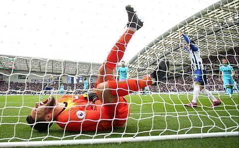 Tottenham Hotspur's Hugo Lloris was seen in great pain after landing on his elbow (Photo | Twitter @goal)