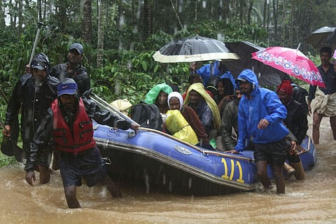 Family rescued by private rafters near Murnad in Kodagu (File Photo | EPS)