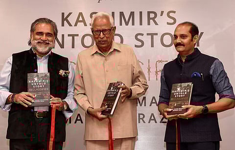 Former Jammu and Kashmir governor Narinder Nath Vohra addresses at the book release of 'Kashmir's Untold Story' written by Iqbal Chand Malhotra in New Delhi Monday Oct. 7 2019. | (Photo | PTI)