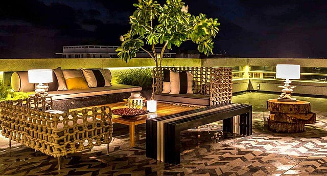 This corner on Karan Johar's terrace looks ideal for the director-producer's famous parties with its beautiful, elegant lighting. (Photo | Gauri Khan's website)
